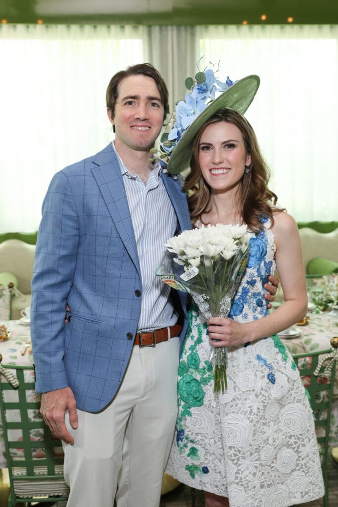 Robert Lartigue makes a surprise visit to Heather Almond's tea prty (Photo by Priscilla Dickson)