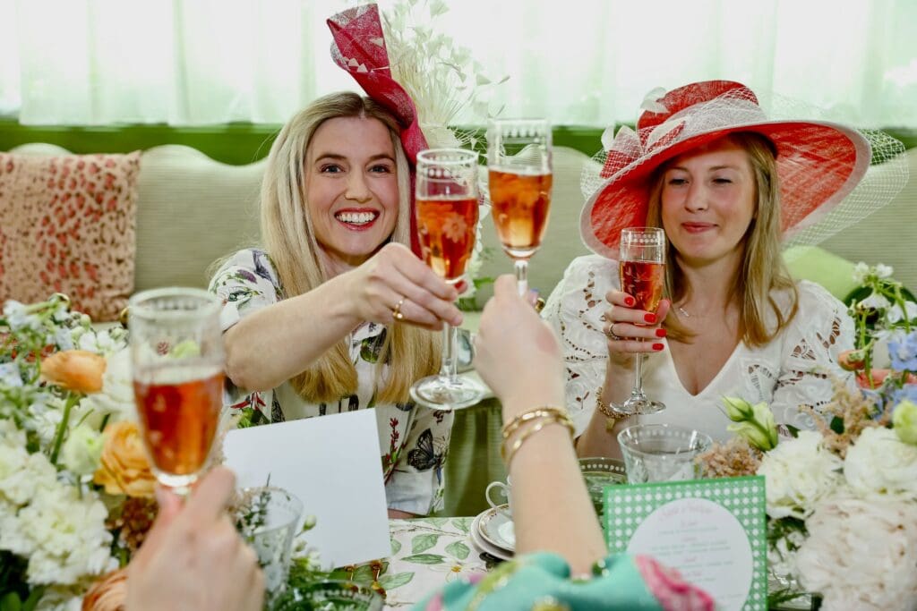 Alaine Bickel, Catherine Brennan toast with Ruinart Rosé Champagne (Photo by Priscilla Dickson)(Photo by Priscilla Dickson)