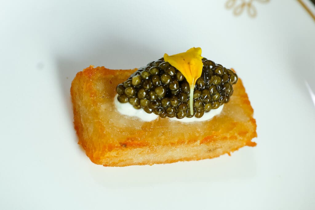 The Marigold Club caviar servings for Heather Almond's birthday tea (Photo by Priscilla Dickson)