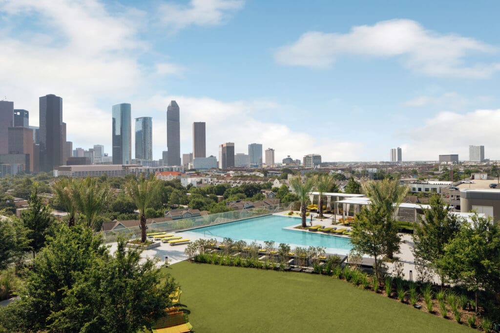 The seventh floor green space of Thompson Houston where a Fourth of July bash beckons for ticket holders.