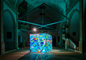 An installation view of the “Danny Rolph: Tercet” exhibition at the Museu de Pollença in Mallorca, Spain. The exhibit, curated by Mercedes Estarellas, appeared in a converted 16th Century convent which is now a museum. (Courtesy Danny Rolph and Kaplan Projects)