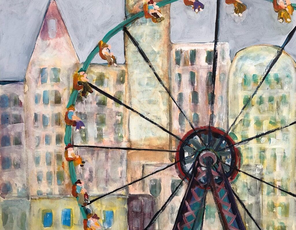 Jim N. Hill’s "Venice" is a 36-by-48-inch acrylic on canvas painting signed with his middle name Ninial. (Photo courtesy Jim N. Hill)