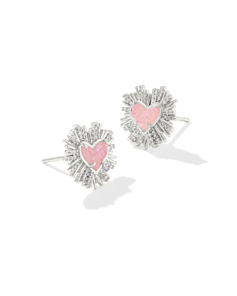 Dolly Parton x Kendra Scott Ari Heart Silver Stud Earrings, $85. 