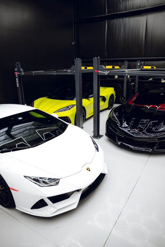 Luxe AF Motors’ fleet of exotic rentals is cleaned and stored in Spring. Cars can be delivered for a fee or picked up in person. (Photo courtesy Luxe AF Motors)
