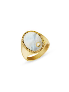 Yvonne Leon Oval Mother of Pearl Cheveliere Yellow Gold Signet Ring, $1,190.