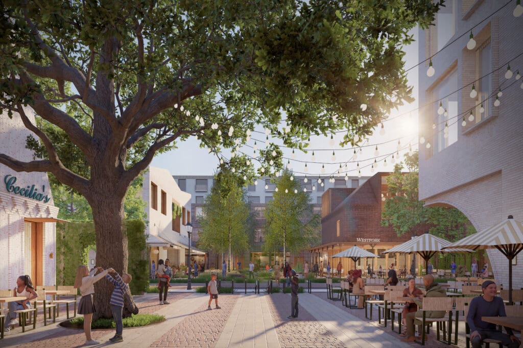 From tree-lined patios to brick-paved walkways, Westside Village is being designed as a destination people will be proud to recommend. (Courtesy)