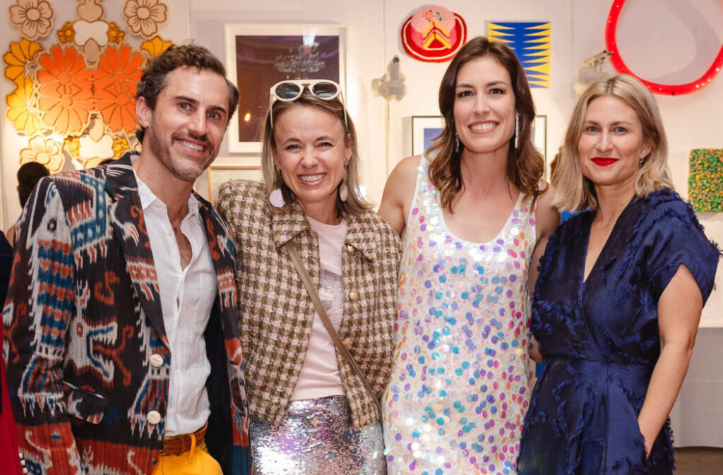 Michael Mandola, Gin Braverman, co-chair Anna Deans, Amanda Medsger at the 2025 Glasstire Party & Auction (Photo by Jenny Antill Clifton )