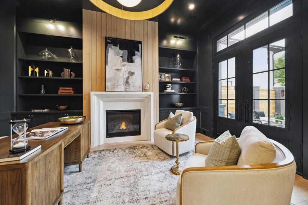 The study with fireplace at 702 E. 19th Street, Houston (Photo by TK Images)