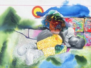 1st Place_Mathieu JN Baptiste_Ce Qui Dort en Moi (What Sleeps Within Me)_Acrylic, Oil, and Ink on Canvas_30 x 40_7500