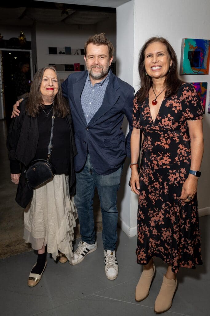 Barbara Davis, Danny Rolph, Vivianne Falcó at Art League Houston 2025 Montrose Art Party "MARTY" (Photo by Alex Barber)