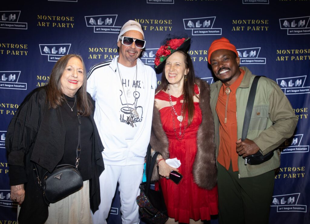 Barbara Davis, co-chairs John Mason Walker & Catherine D. Anspon, Preston Gaines at Art League Houston 2025 Montrose Art Party "MARTY" (Photo by Alex Barber)