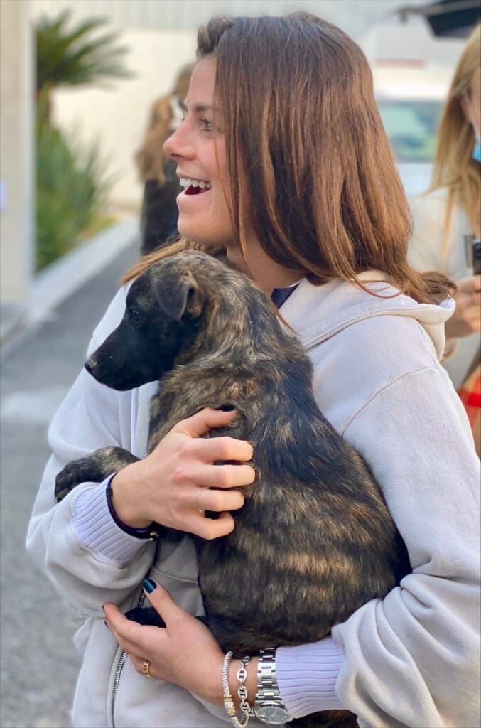 When the Fertitta family discovered the stray puppy, she ran straight to Blayne Fertitta's arms, winning the hearts of all.