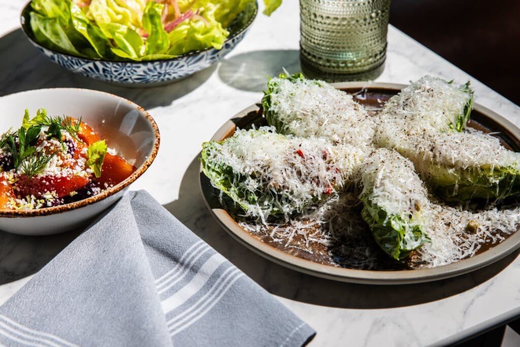Caesar salad cups served at the new Maven at Sawyer Yards. Photo by Becca Wright.