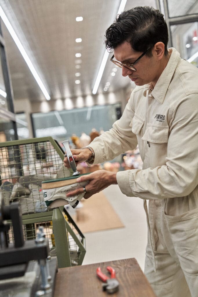 In the Forward Store, Golden Goose offers REPAIR and REMAKE services that allow customers to refurbish products (from any brand!) and give them a second life. (Courtesy)