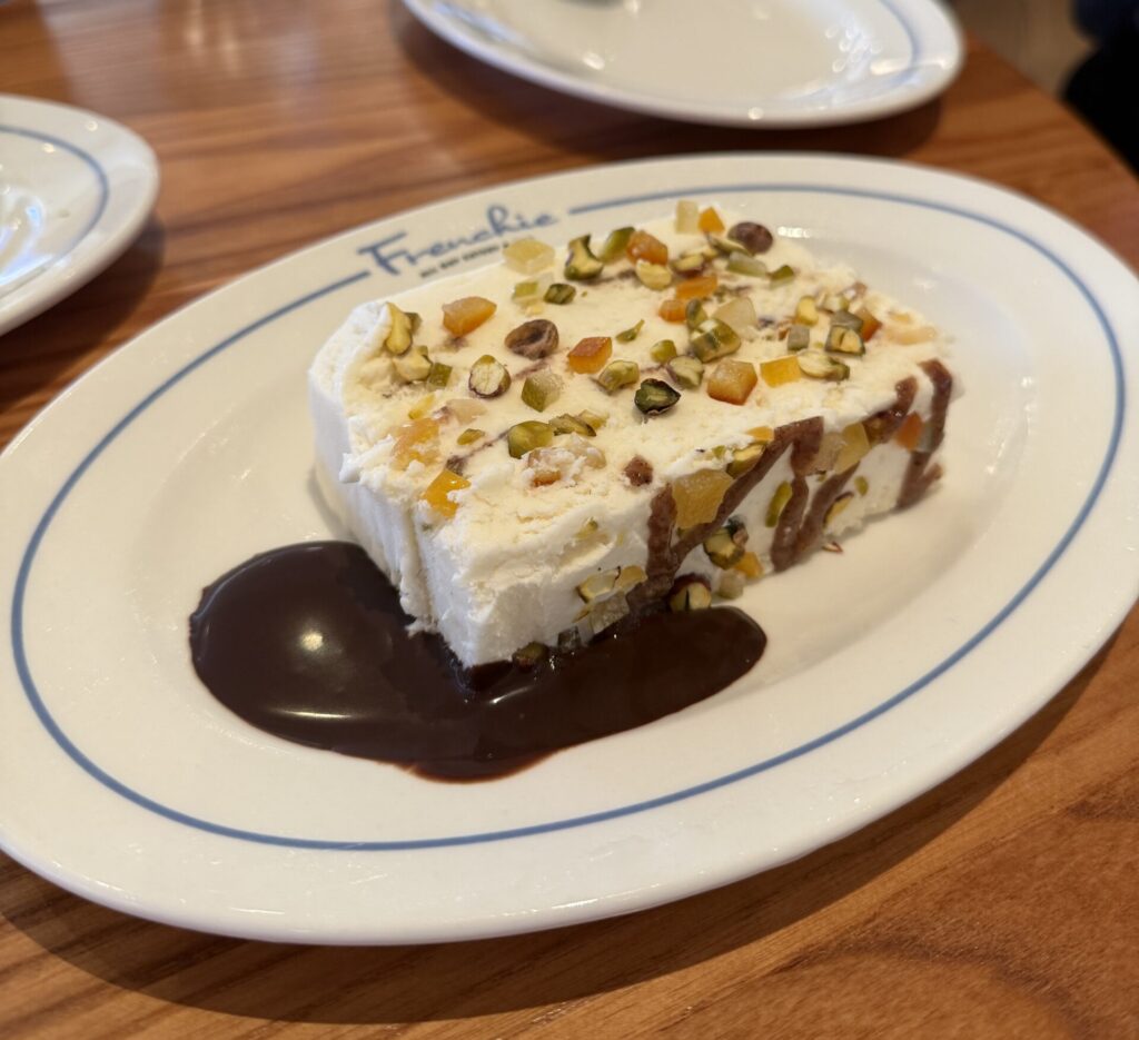 The nougat glace is a favorite dessert at Frenchie. (Photo by Melissa Smrekar)
