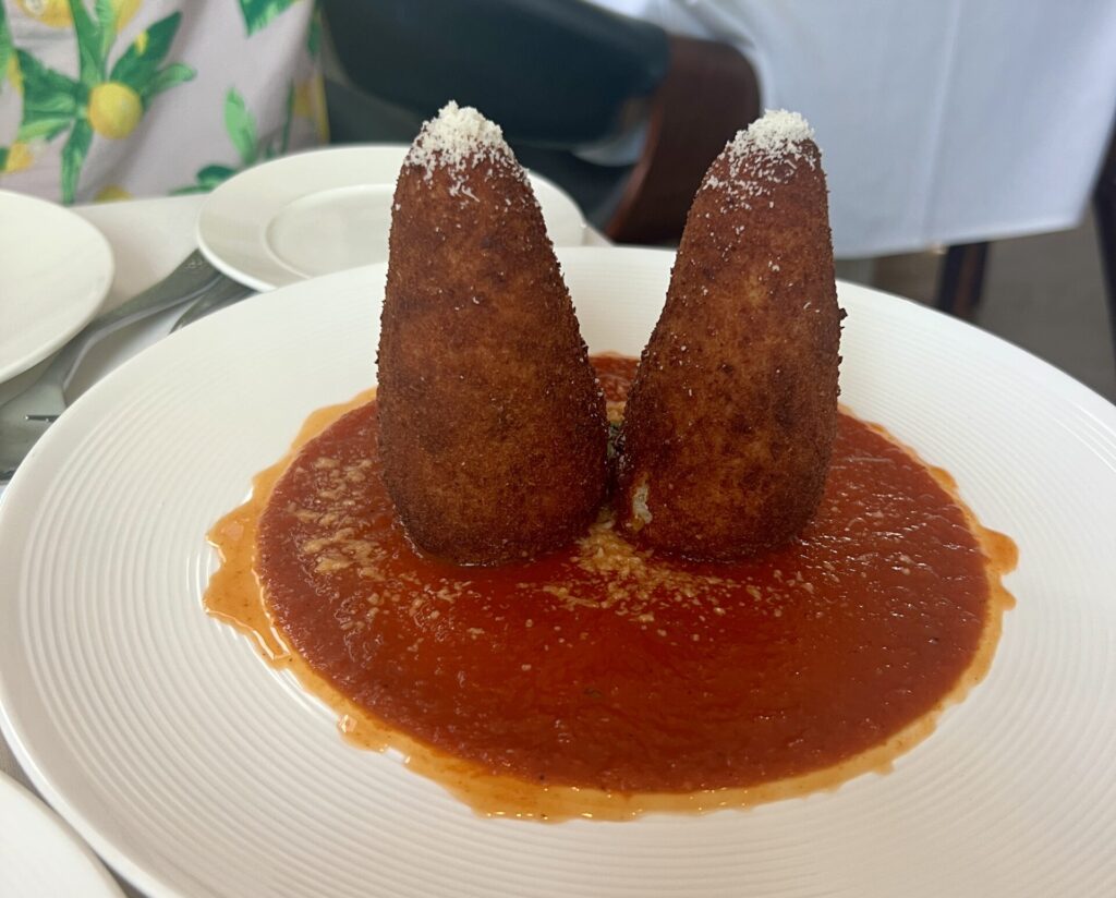Pane Nostro's arancini reminded me of gnomes' hats. (Photo by Megan Ziots)