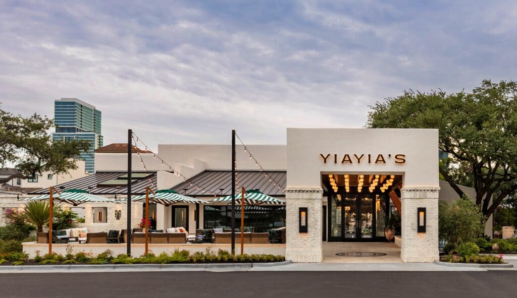 Yiayia’s Mary's descendants on the design side, including Chief Design Officer Evy Pappas, have retooled the former space of Pappadeaux on RIchmond Avenue, infusing a contemporary twist on Greece’s old-world charm. Photo by Claudia Casbarian.