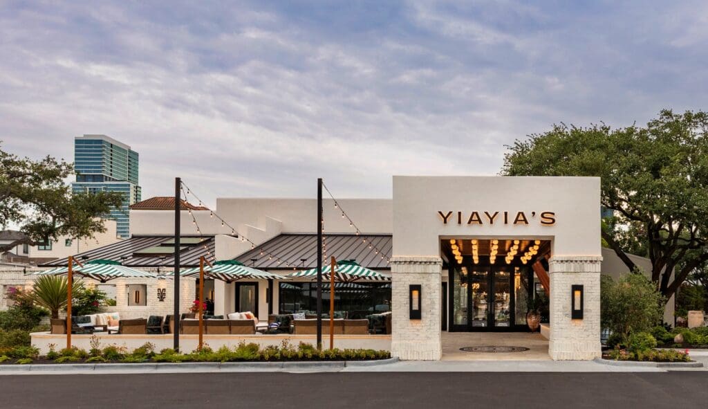 Yiayia's Greek Kitchen at 2410 Richmond updates the take on traditional Greek restaurant design. (Photo by Claudia Casbarian)