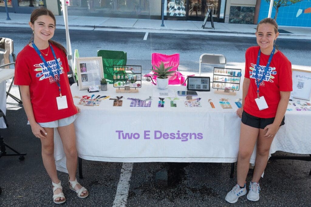Sisters Elise and Ellery at last year's inaugural Young Makers Market at Market Street in The Woodlands. (Photo courtesy of TWAC)