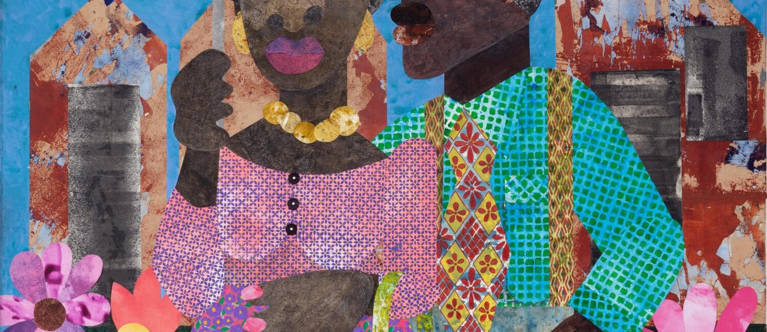 335 Evita_Tezeno_Big-boned Sally and Little Milton_2024_acrylic, mixed media collage and buttons on canvas_60 x 48 in_hi-res-min