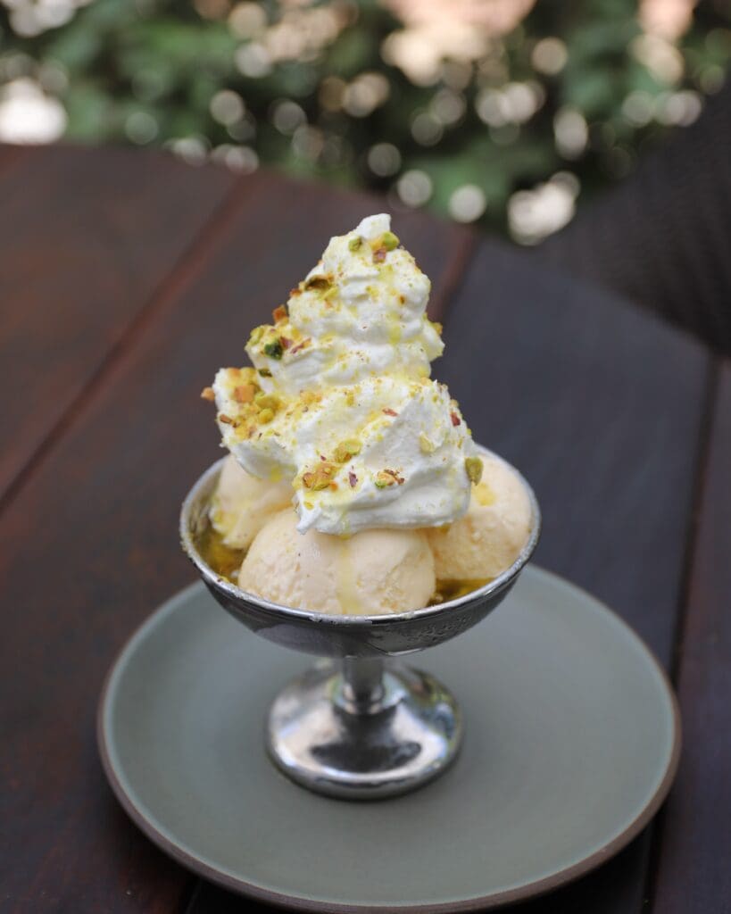 “Blame the fact that I’m a Gemini,” Smrekar says, “but I love the sharp contrast of sweet and salty in Il Bracco’s signature Italian Sundae.” (Courtesy)