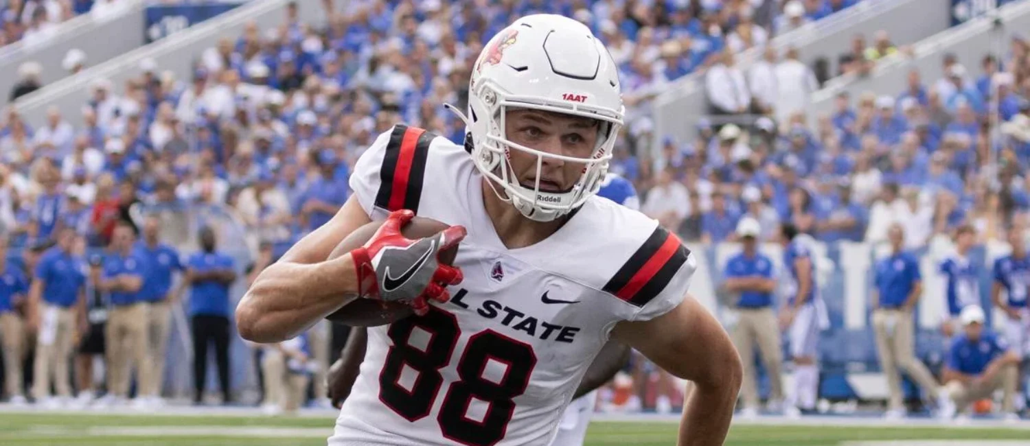 New University of Houston tight end Tanner Koziol is a physical force who can overpower smaller defensive backs.