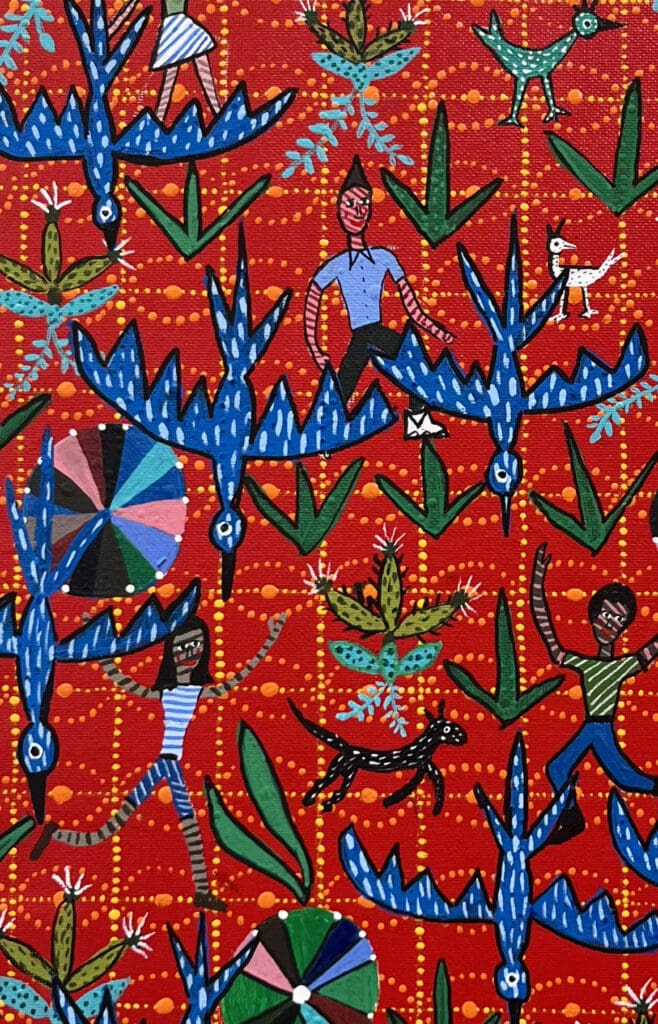 Gerardo Rosales' "Bluebirds," 2022, at Andrew Durham Gallery