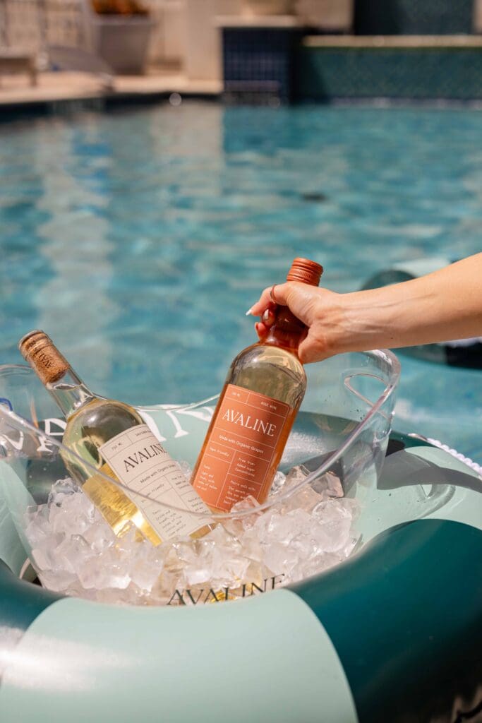 Hotel Crescent Court transformed their chic rooftop pool, which is currently brimming with a selection of 100 percent organic wines from Avaline. (Courtesy Hotel Crescent Court)
