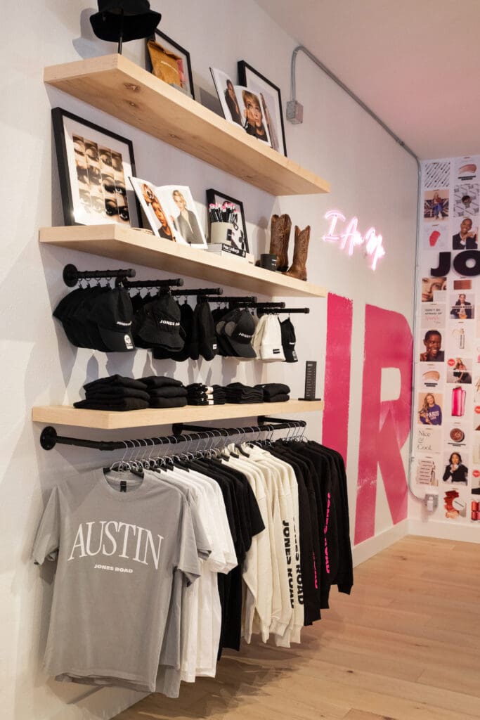 JONES ROAD also announced that the store will double as an experiential beauty boutique with six makeup stations. (Photo of Austin store courtesy of JONES ROAD)