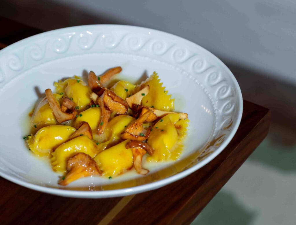 The agnolotti is a must-order at Mamani. It features sweet corn and chanterelle mushroom. (Courtesy)
