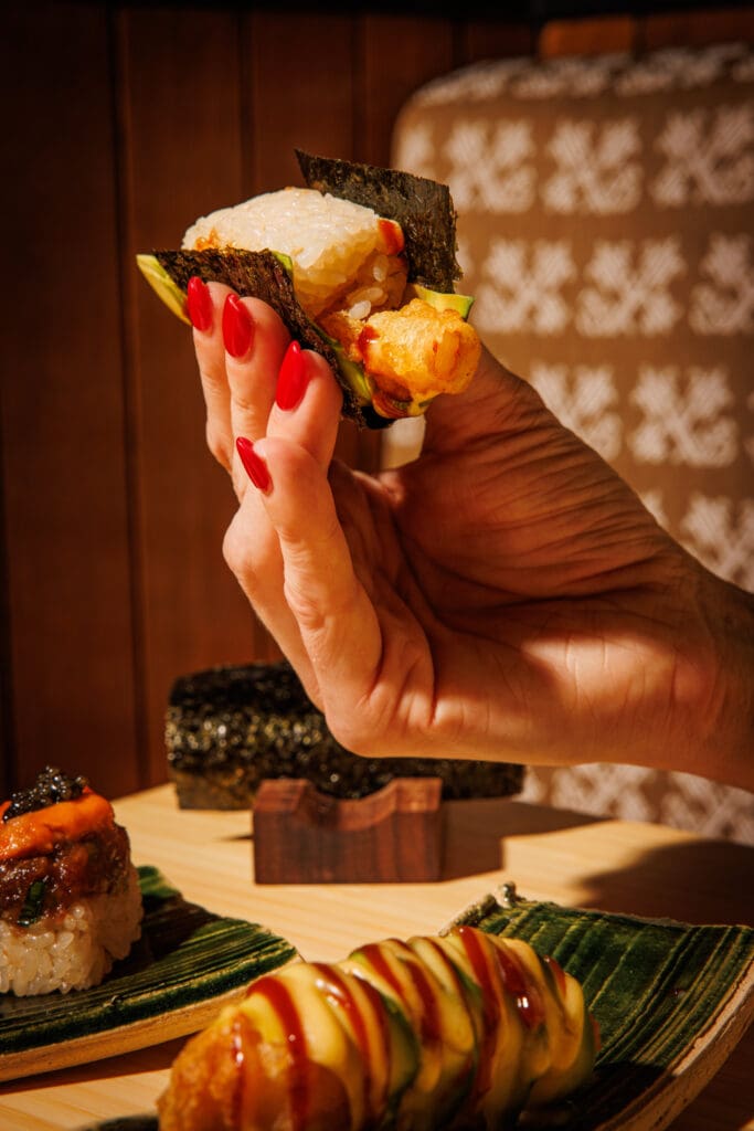 Handrolls come out with a fun little cartoon depicting how to use nori to enjoy your bite at Norman's. (Photo by Samantha Marie Photography)