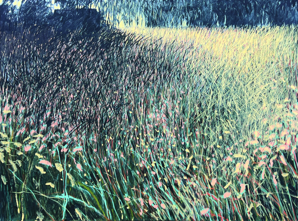 William Anzalone's "My Fields #15," 2025, at Red & White Gallery, Fayetteville