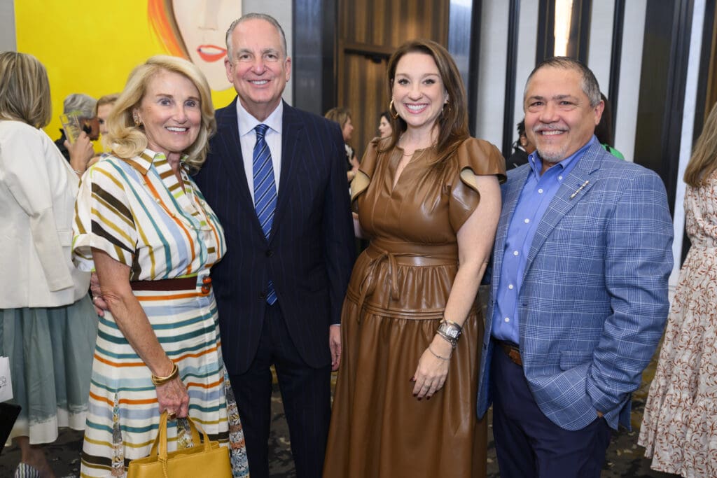 Denise Monteleone, Alan Stein, Laura Stein, Bruce Padilla at the PaperCity Philanthropy in Fashion Best Dressed Luncheon (Photo by Michelle Watson, catchlightgroup.com)