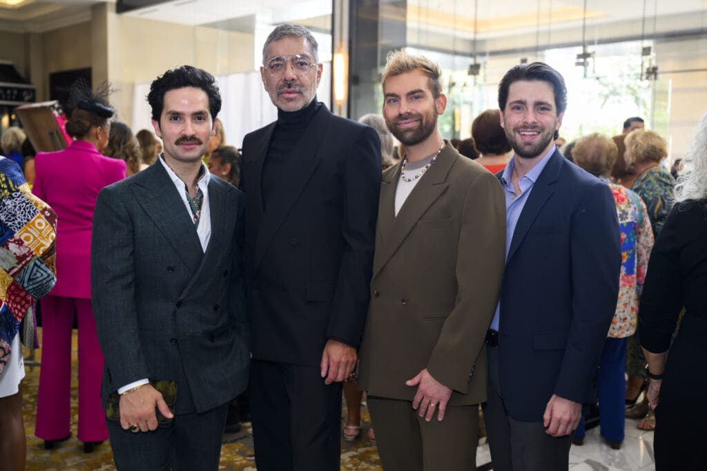 Tarek Elbjeirmi, Ceron, Tyler Hudgens, Jack Vielhauer at the PaperCity Philanthropy in Fashion Best Dressed Luncheon (Photo by Michelle Watson, catchlightgroup.com)