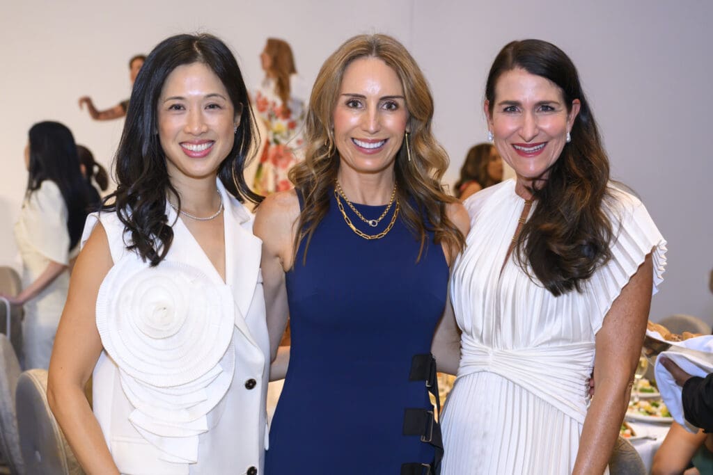 Carolyn Sabat, Brooke Butley Gunst, Kristen Berger at the PaperCity Philanthropy in Fashion Best Dressed Luncheon (Photo by Michelle Watson, catchlightgroup.com)