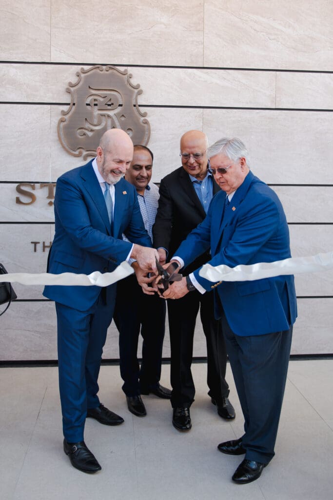 Jeff Samples, Ameen Ali, Sunny Bathija, Dennis Nixon cut the ribbons on the St. Regis Residences sales gallery at 5441 Memorial Drive. (Photo by Matthew Rood)