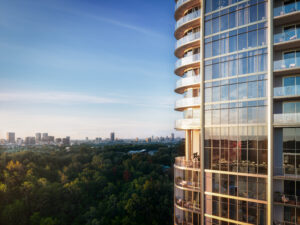 2- Exterior view, The St. Regis Residences, Houston; Rendering Courtesy of Shimahara Visual