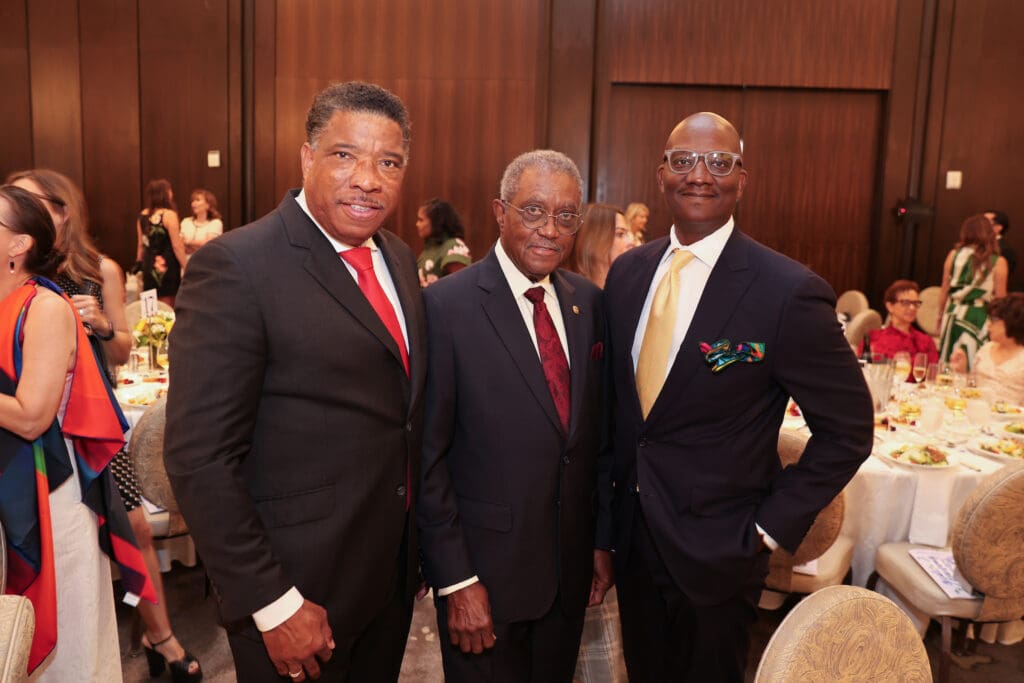 Doug Herron, Dr. William E. Bazzelle, Derrick Mitchell Fashion Best Dressed luncheon. (Photo by Priscilla Dickson)