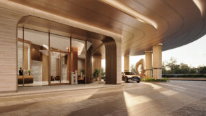 7- Porte Cochere Entrance, The St. Regis Residences, Houston; Rendering Courtesy of Shimahara Visual