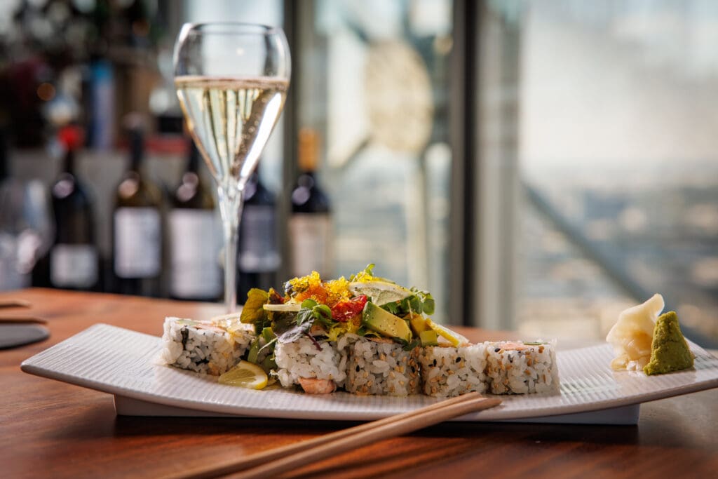 The Summer Roll is another stunner on Crown Block's new sushi menu with seared salmon. (Photo by Samantha Marie Photography)