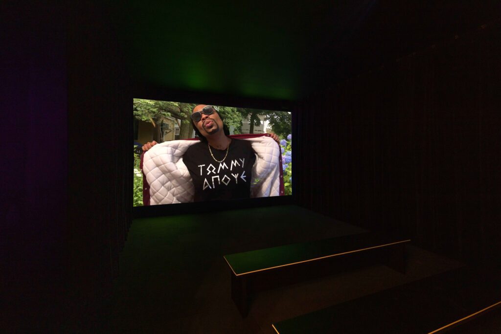 A D'Talentz short film featuring the song "The Secret Garden" in the cinema room. (Courtesy Contemporary Arts Museum Houston)