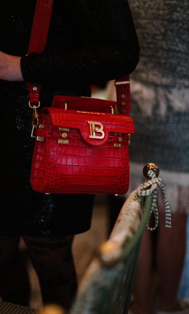 A fabulous Balmain bag carried by a guest at the Balmain dinner held at The Marigold Club (Photo by Rachel Taylor)