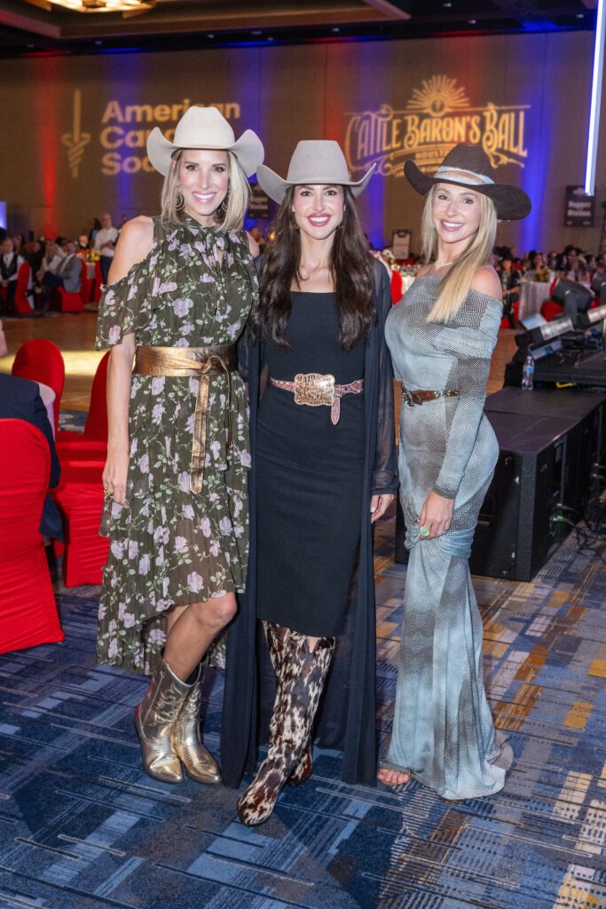 Emcees Ilona Carson, Katelyn Maida, and Chita Craft at the Houston Cattle Baron's Ball. (Photo by Jacob Power)