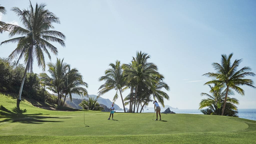 Homeowners have access to the world-class spa and fitness center, the David Fleming–designed El Tamarindo Golf Course, and the resort’s restaurants.