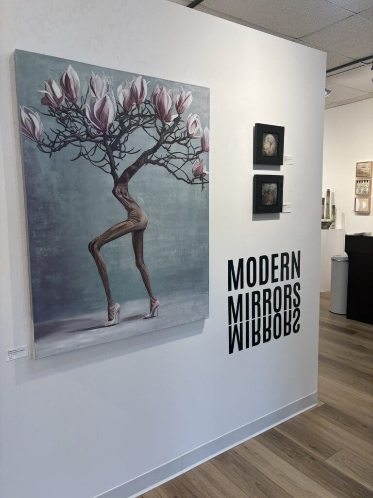 “Modern Mirrors” is an exhibit at Ardest Gallery on view through September 27. (Photo by Laura Landsbaum)