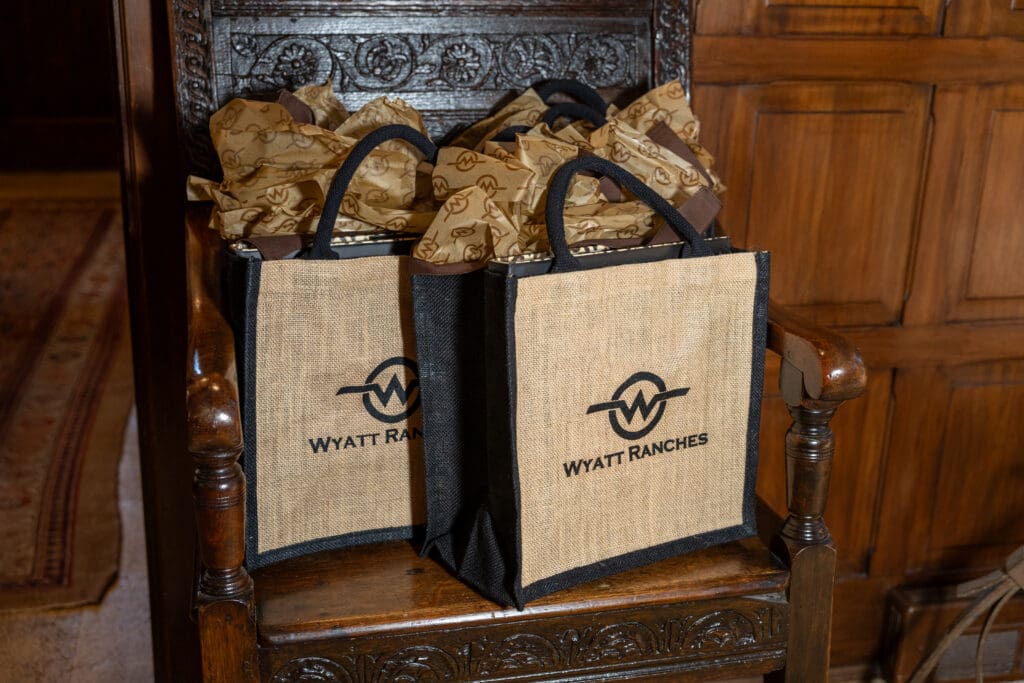 Gift bags at the Lynn Wyatt book party filled with a copy of the tome, plus coffee and a bandana from the Wyatt Ranches. (Photo by Jenny Antill)