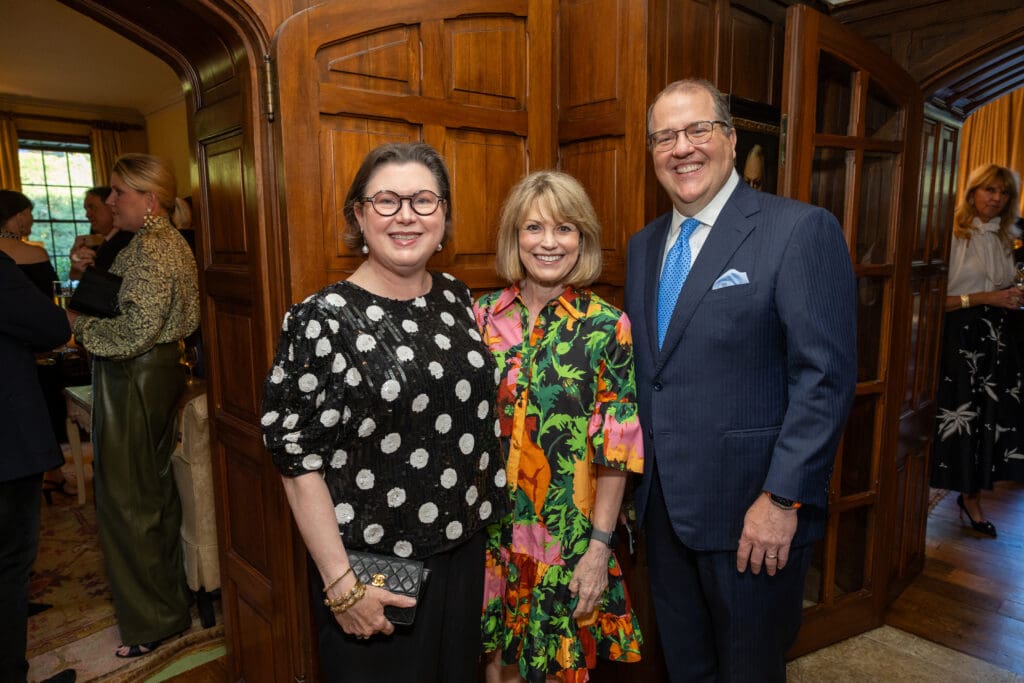 Shawn Stephens, Kelley Lubanko, Jim Jordan at the Lynn Wyatt book party (Photo by Jenny Antill)
