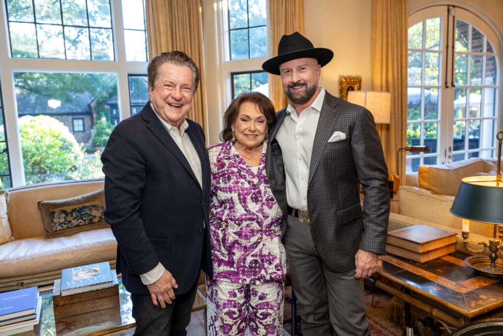 Bill Stubbs, Rose Cullen, Tony Bradfield at the Lynn Wyatt book party (Photo by Jenny Antill)