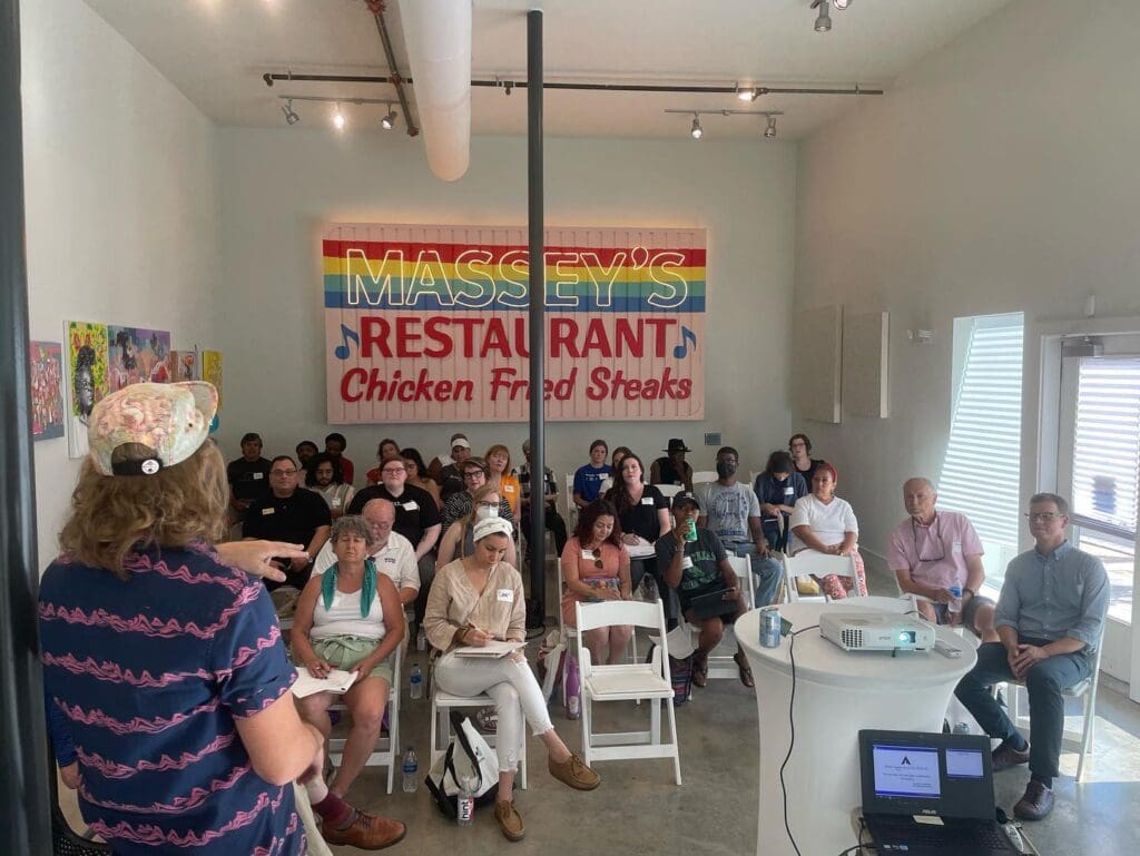 The pit space (shown here) will be used for film screenings. (Photo by Megan Caroll Henderson)