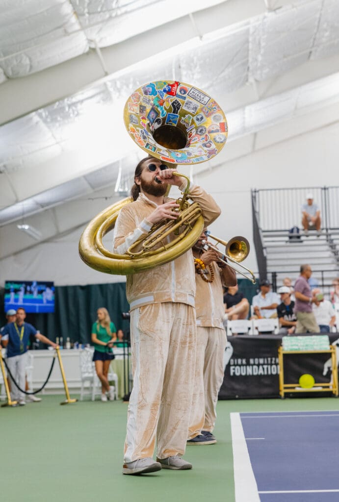 Revelers Hall House Band played during music breaks during the Dirk Nowitzki Foundation Tennis Classic. (Photo by Shelbie Whitten)
